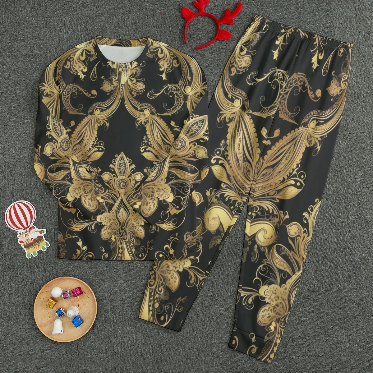 Unisex Casual 2pc. Outfit Set, Black/Gld Renaissance