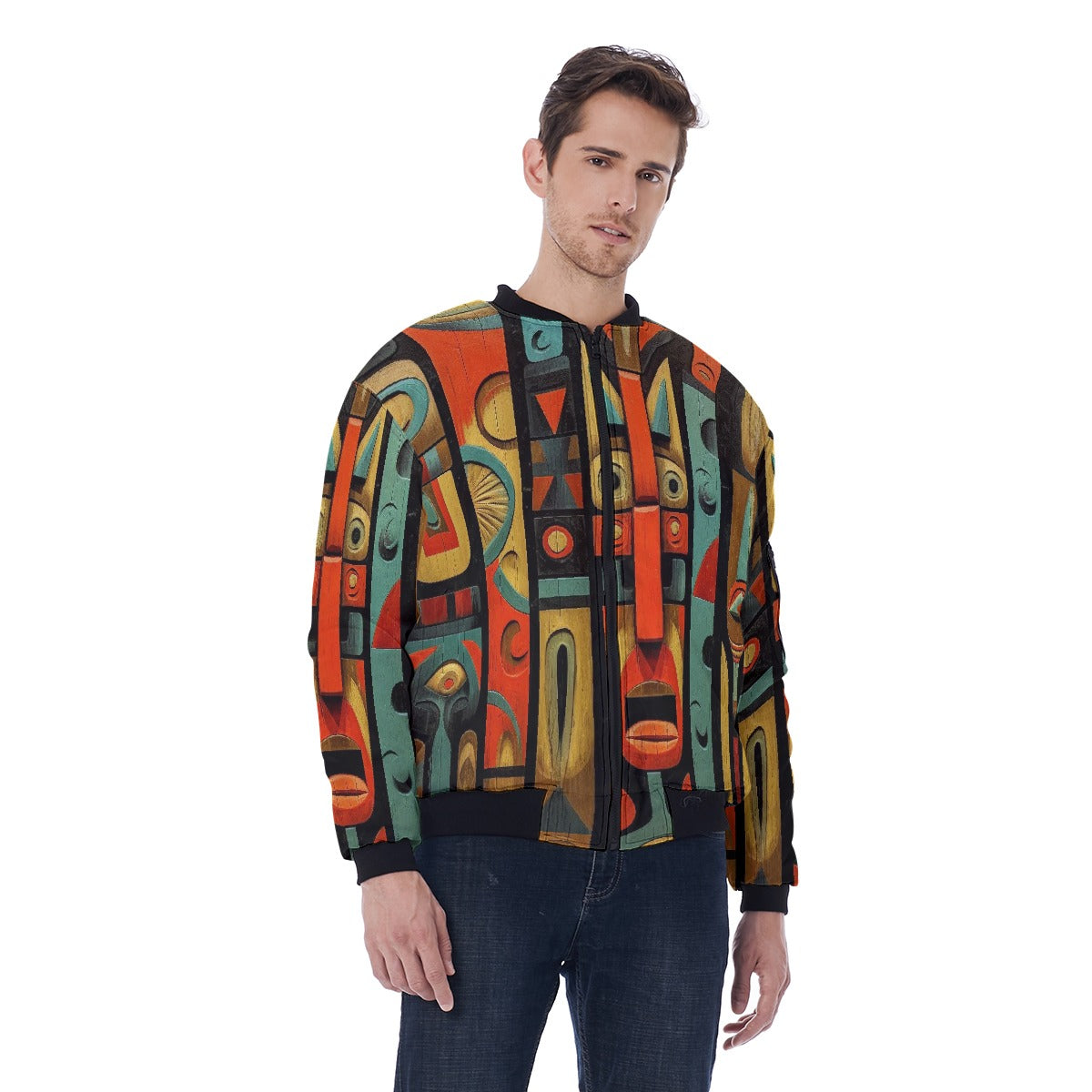 Hawaiian Shirt Design, Windward Side, Tiki 02, All-Over Print Men's Bomber Jacket