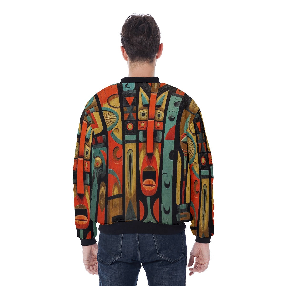 Hawaiian Shirt Design, Windward Side, Tiki 02, All-Over Print Men's Bomber Jacket