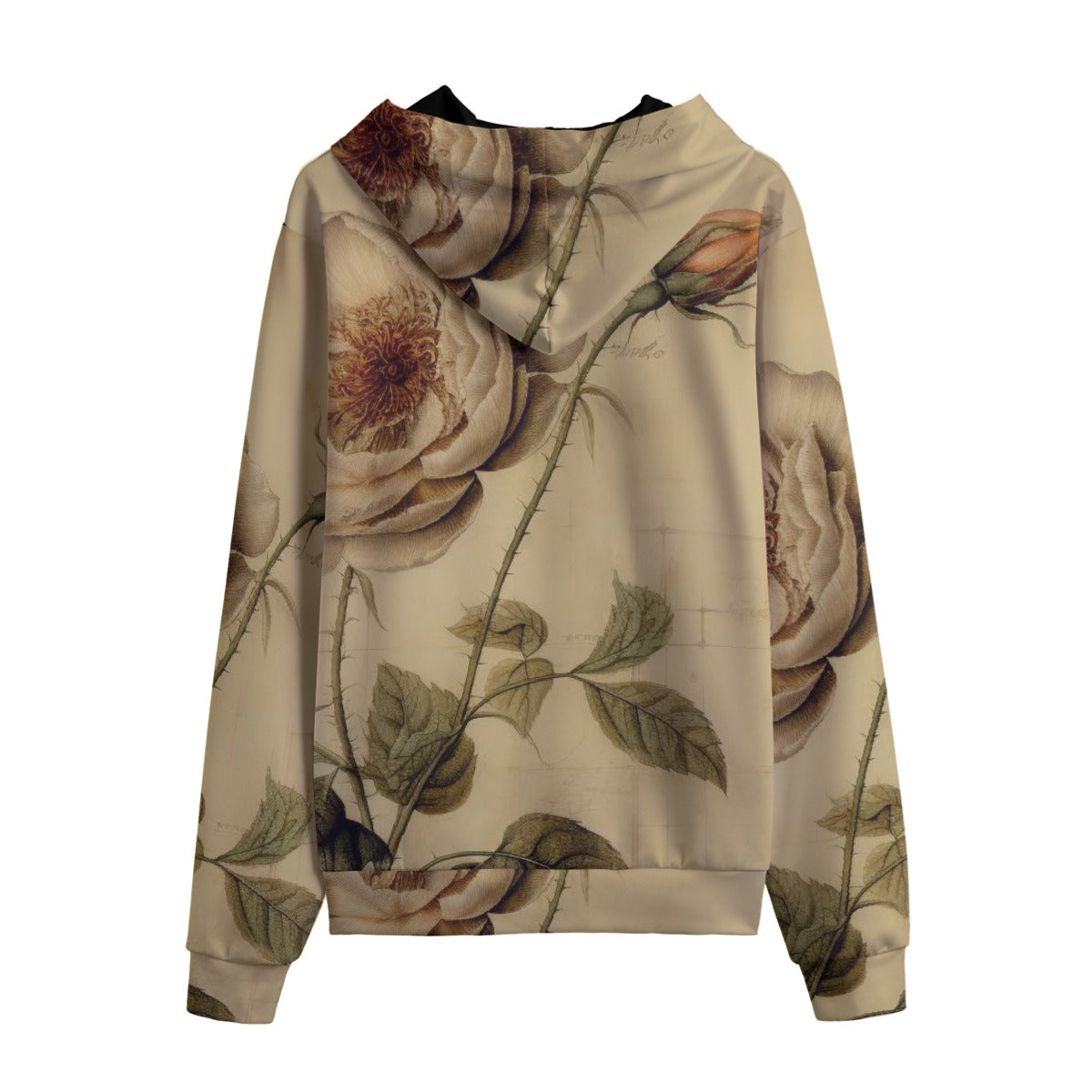Eco-Friendly Unisex Zip Up Hoodie, Muted Peach Rose and Bud