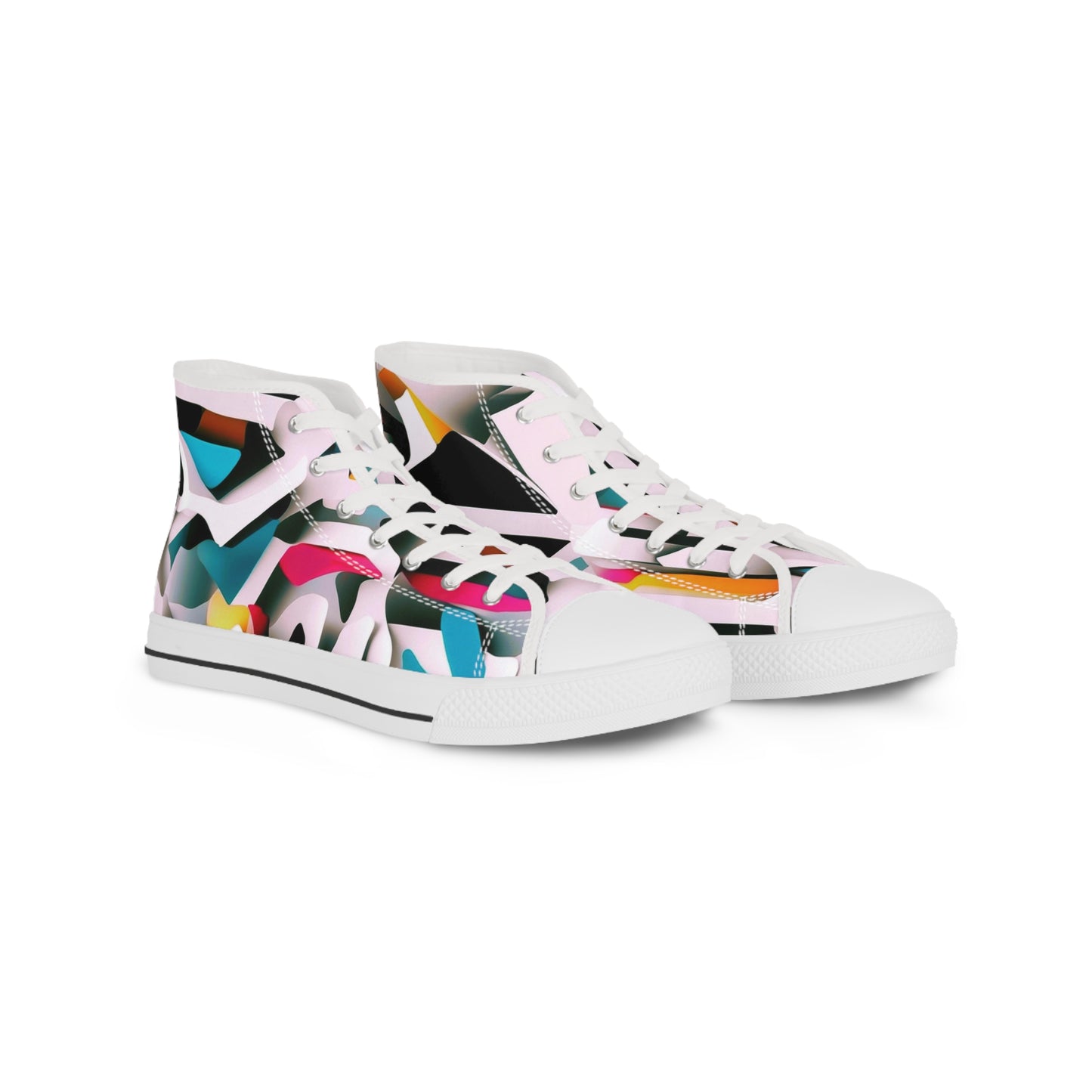 Men's High Top Sneakers, Geometric Abstract 01, AOP