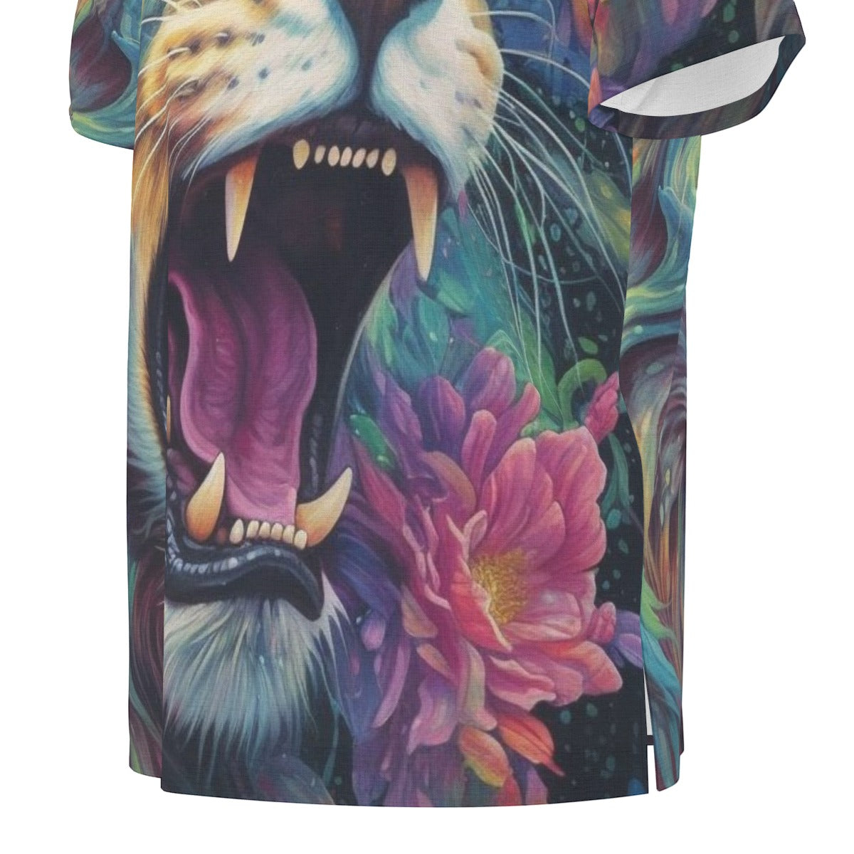 Men's African Dashiki Shirt, King of Beasts - Floral Jungle