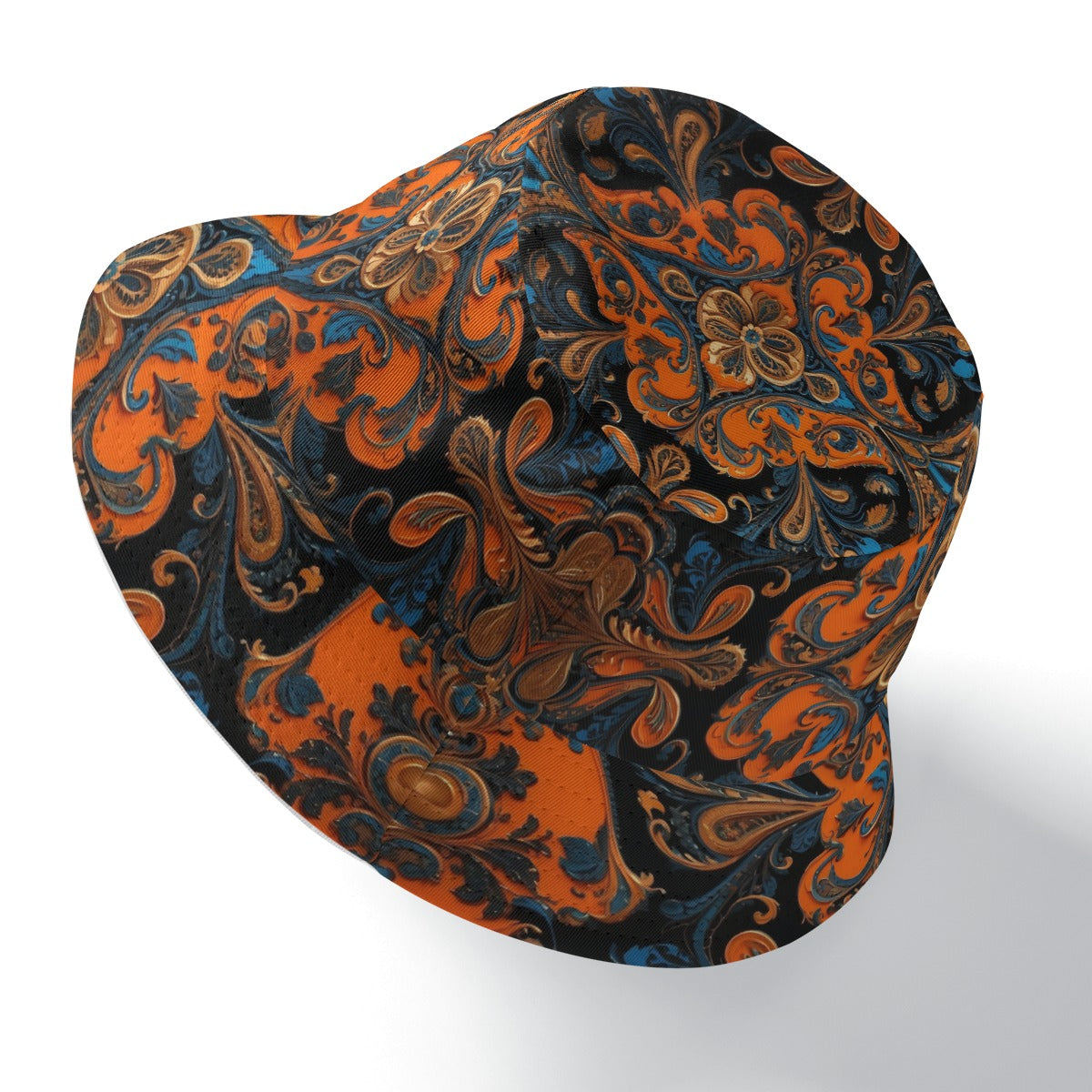 Bucket Hat, Orange-Blue Baroque 01, Double-Sided