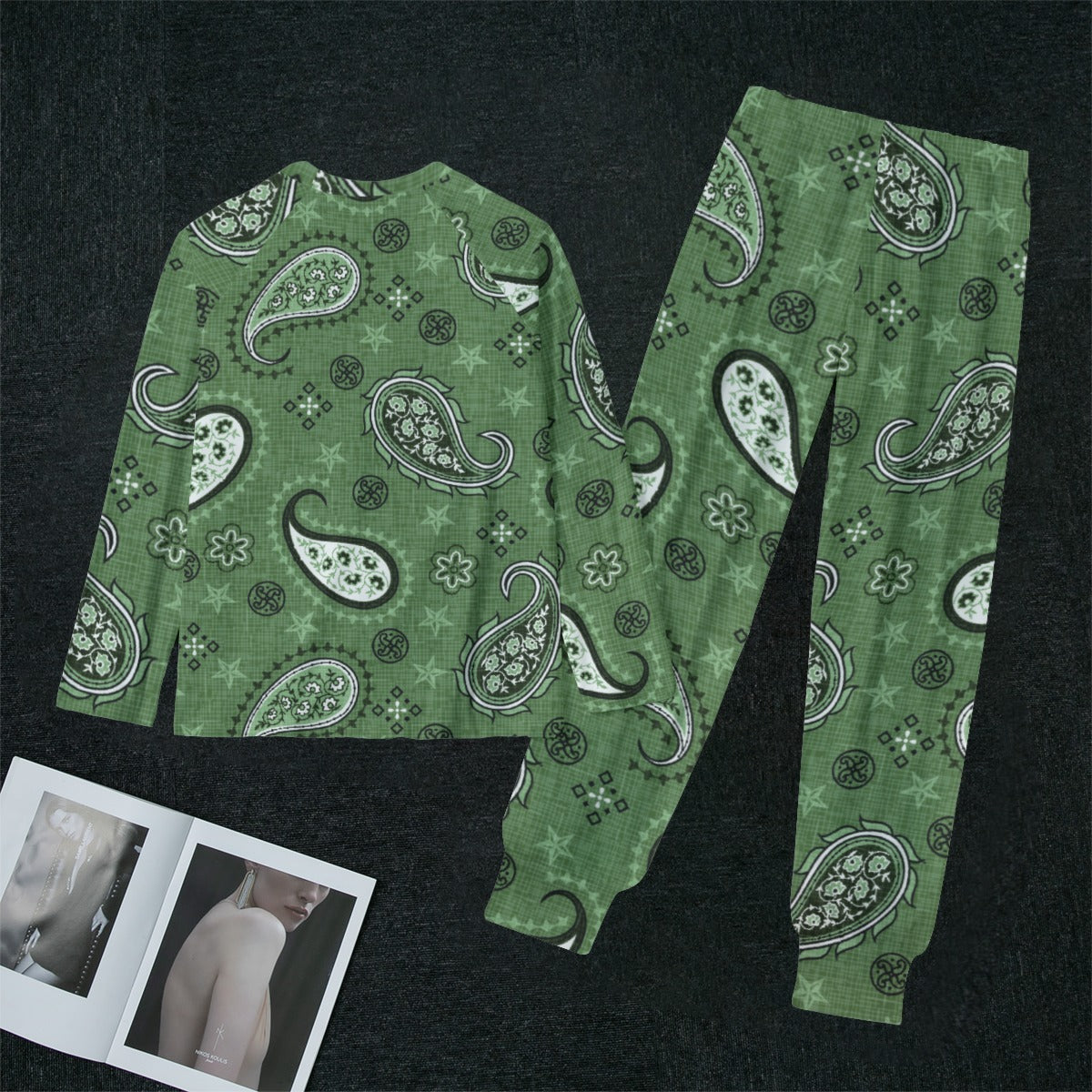 Women's Sleep Pajamas, ParaPaisley - Green