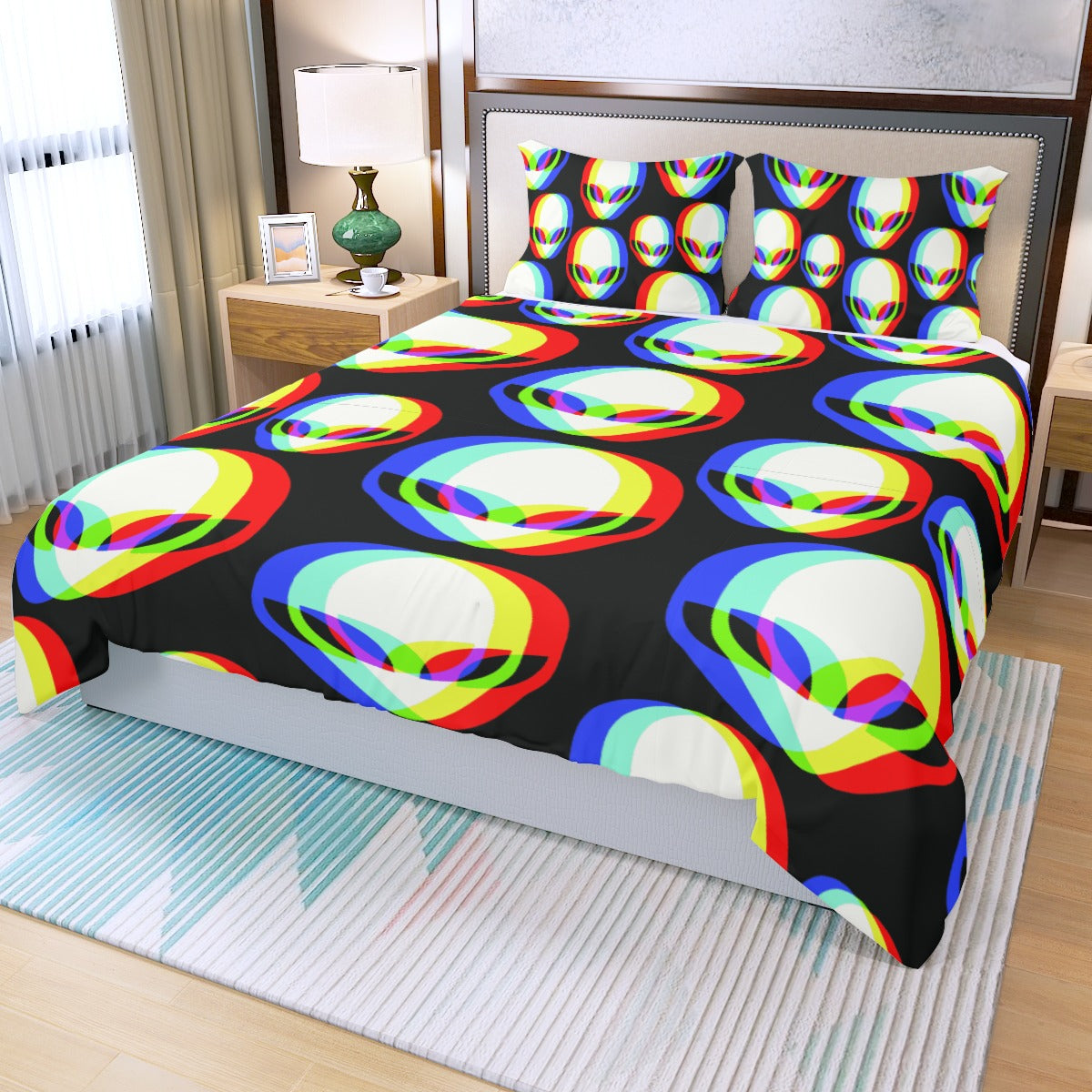 Three Piece Duvet Bedding Alien Glitch