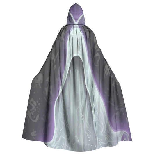 Unisex Hooded Cloak | Microfiber - SpookyVibe Purple & White