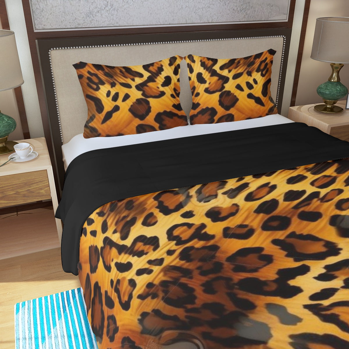 Three Piece Duvet Bedding Set, Faux Leopard 01