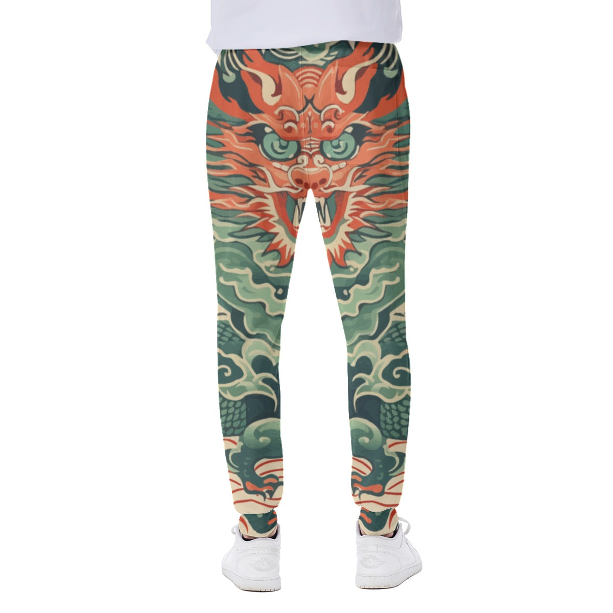 Men's Sweatpants, Dragon Head 01 Orange - Green