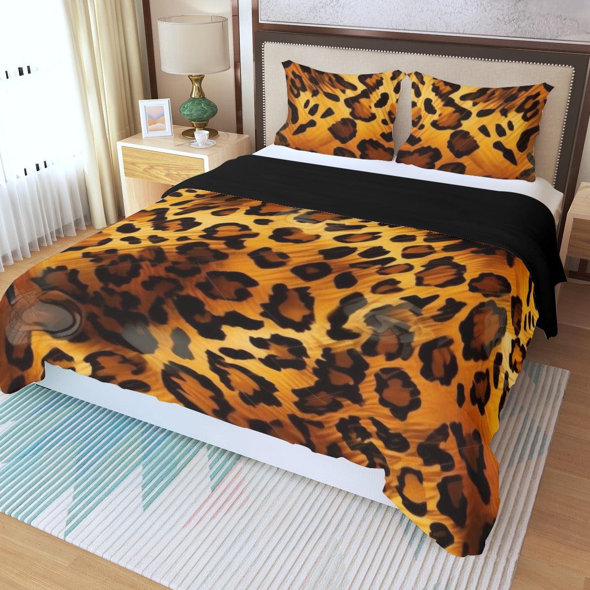 Three Piece Duvet Bedding Set, Faux Leopard 01