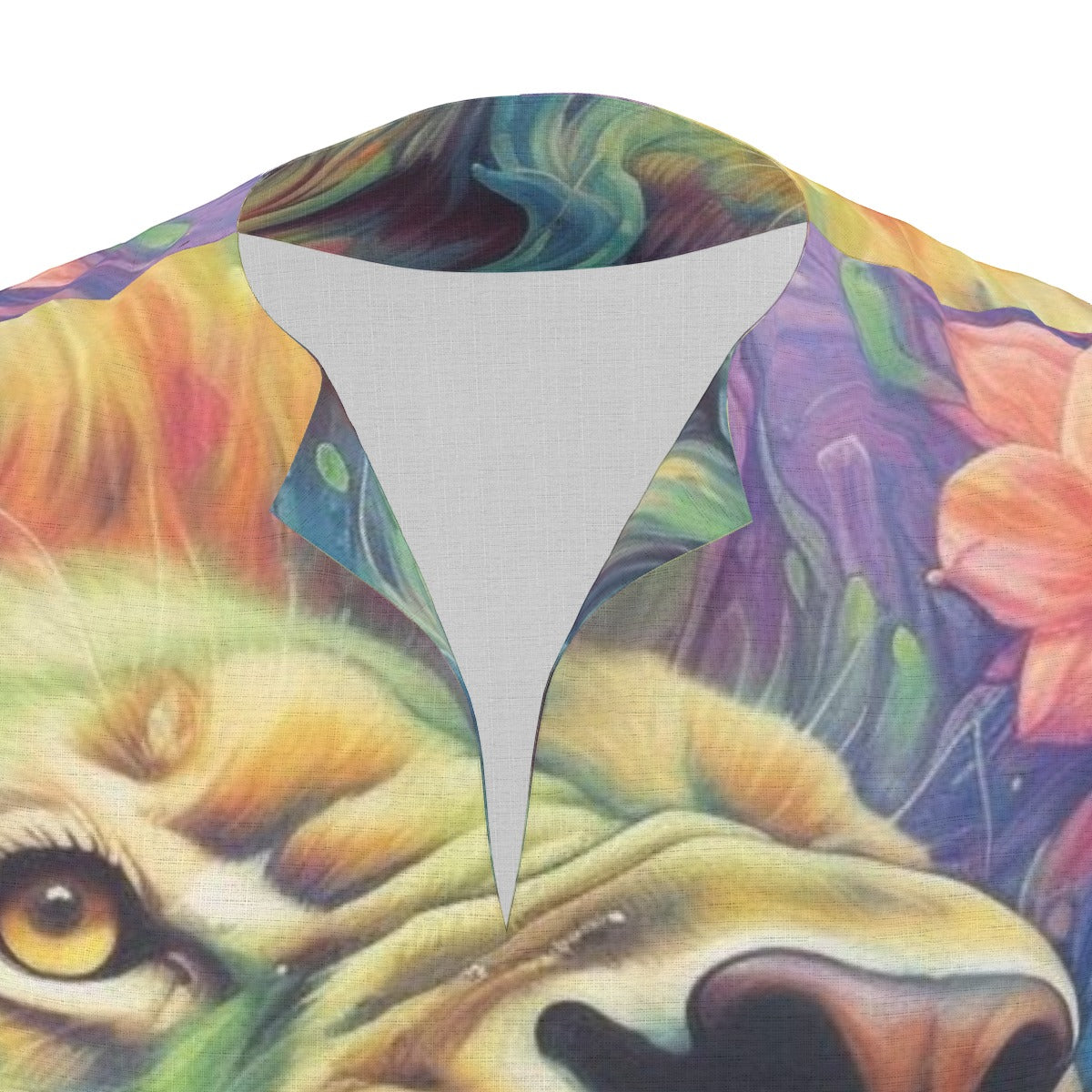 Men's African Dashiki Shirt, King of Beasts - Floral Jungle