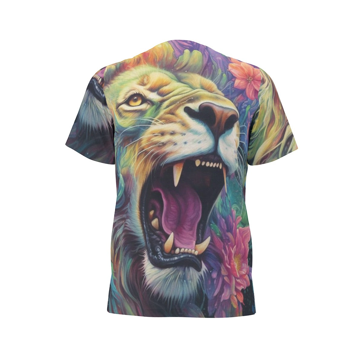 Men's African Dashiki Shirt, King of Beasts - Floral Jungle