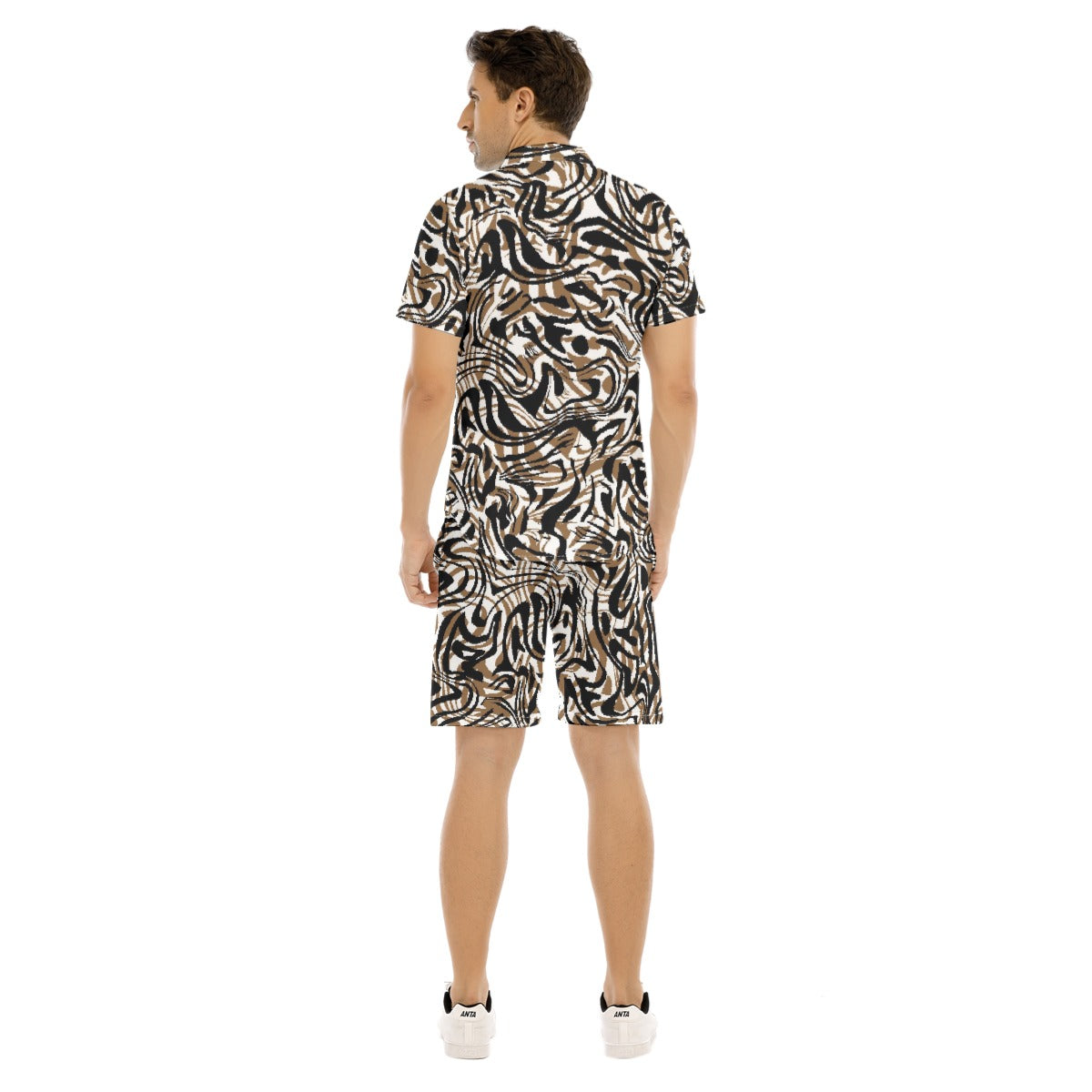 Men's Short Sleeve Shirt Set, Sporty Swirl - Blk/Brn