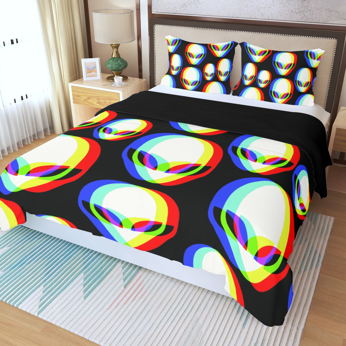 Three Piece Duvet Bedding Alien Glitch