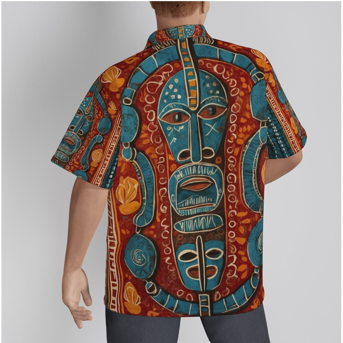 Men's Hawaiian Shirt, West African Tiki01