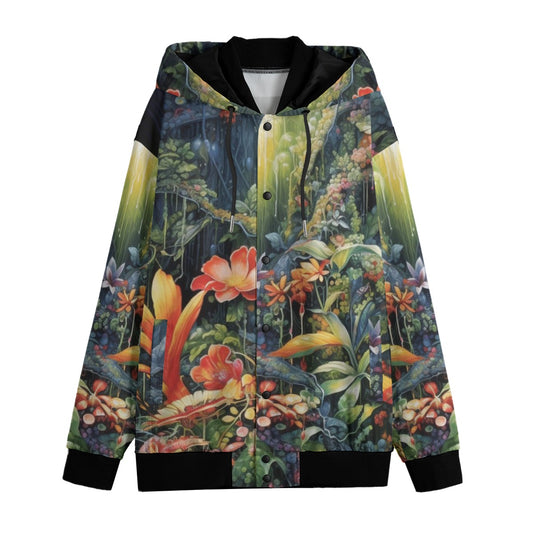 Unisex Hooded Varsity Jacket, Psychedyllic Setting 01