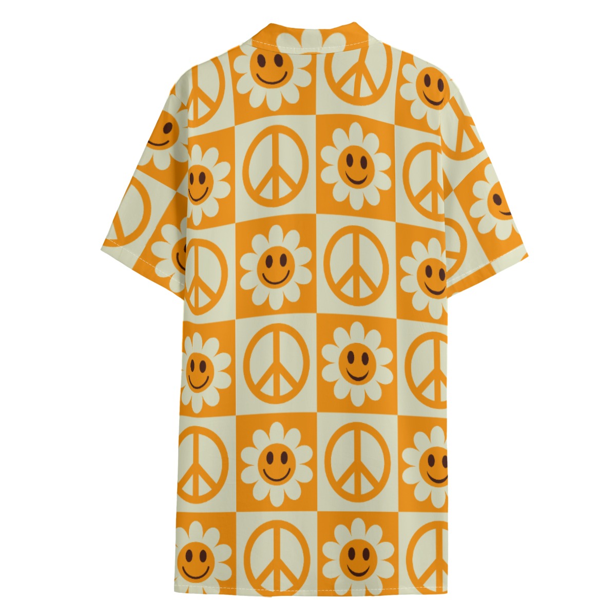 Men's Hawaiian Shirt, Cotton Poplin, Peace & Happiness 01