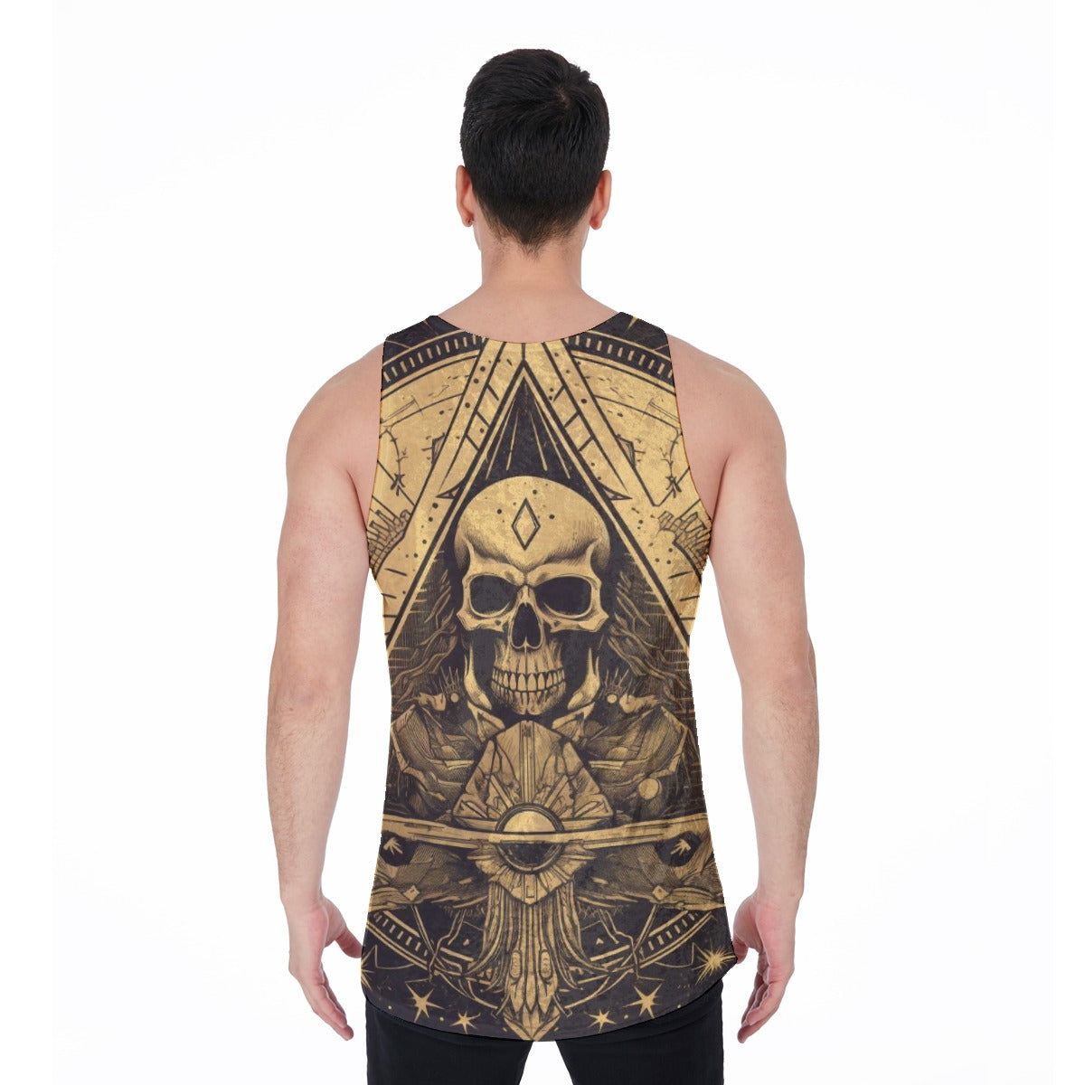 Men's Tank Top | Velvet, Pyramid Skull - Black/Gold