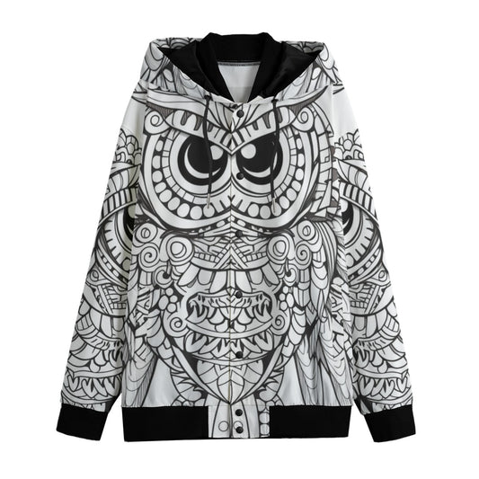 Unisex Hooded Varsity Jacket, Coloring Book Owl 01