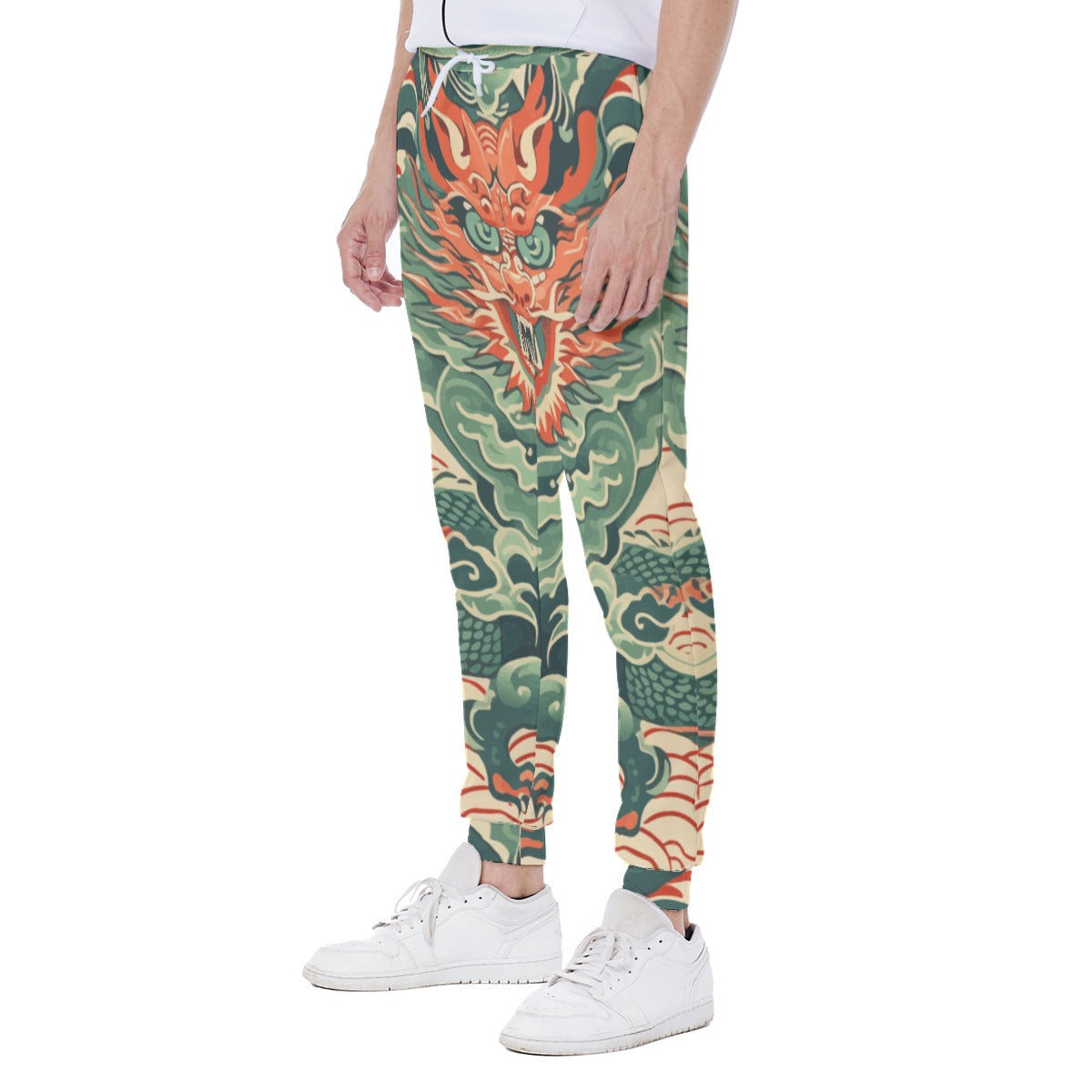 Men's Sweatpants, Dragon Head 01 Orange - Green