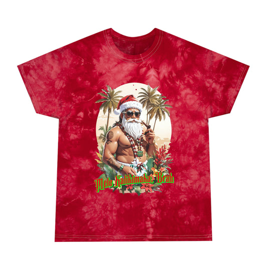 Men's Tie-Dye Tee, Crystal Red, Mele Kalikimaka 01, Christmas in Hawaii