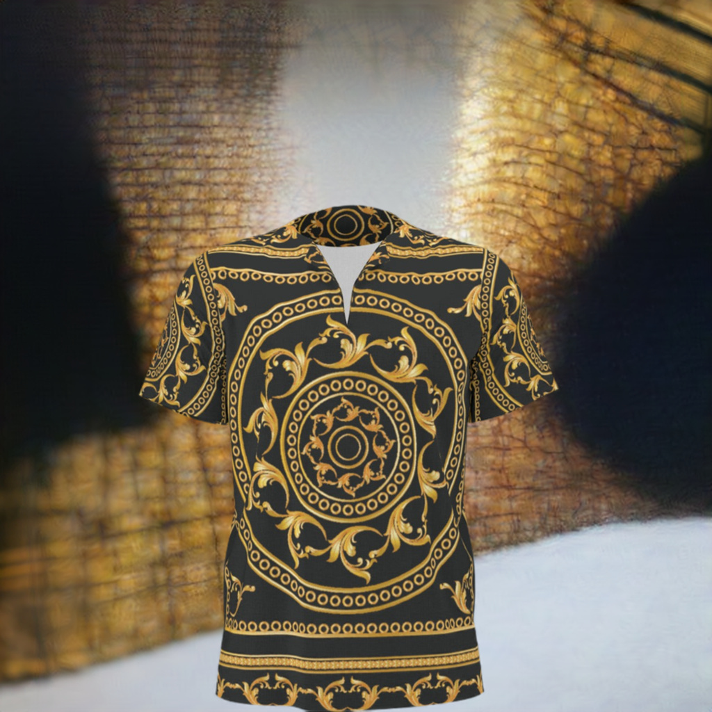 Men's African Dashiki Shirt, Black - Gold Renaissance01