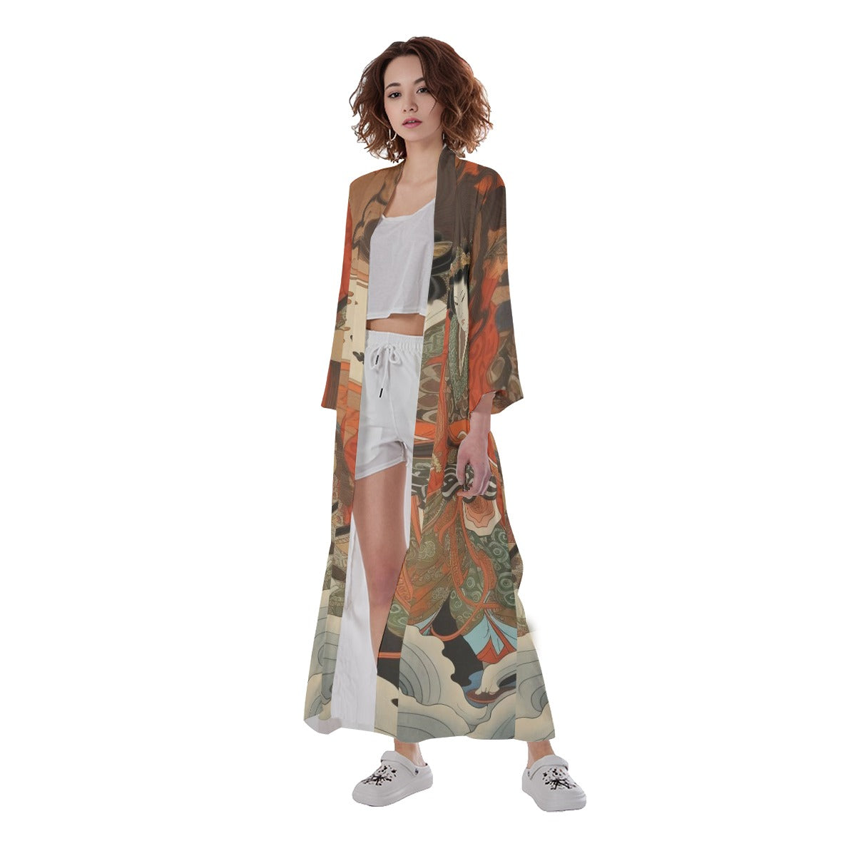 All-Over Print Women's Long Satin Kimono Robe