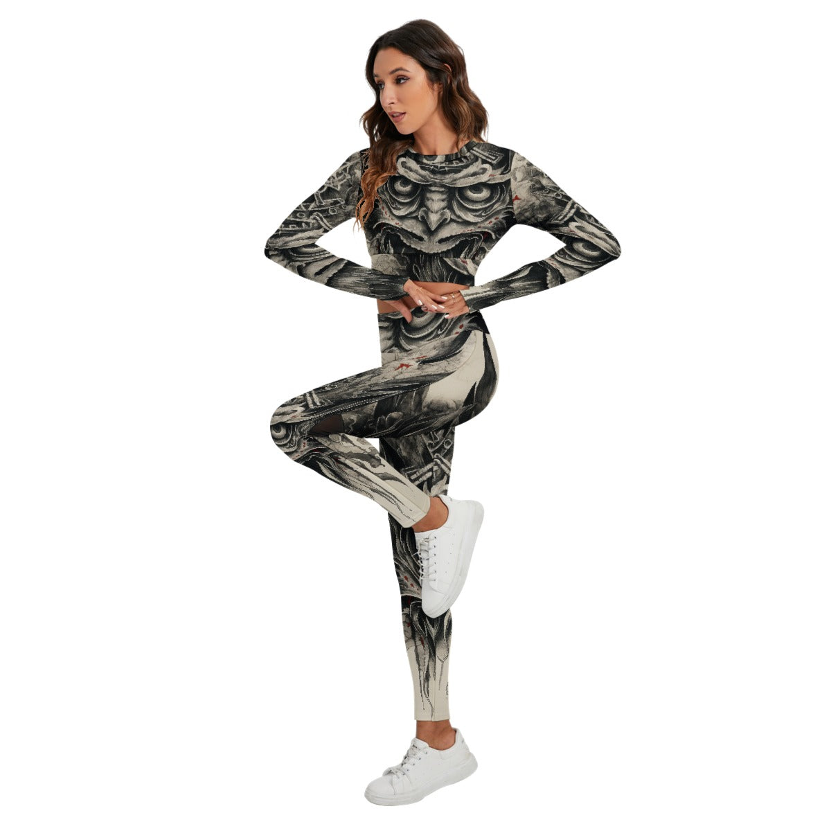 Women's Sport Set With Backless Top And Leggings, Samurai Haint 01