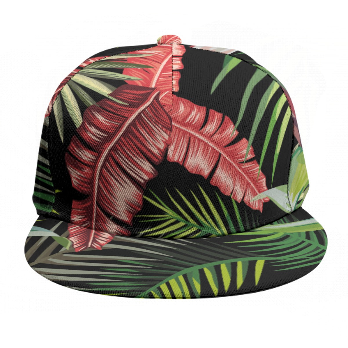 Baseball Cap With Flat Brim, Windward Side, Blk - Multi-Leaf 01