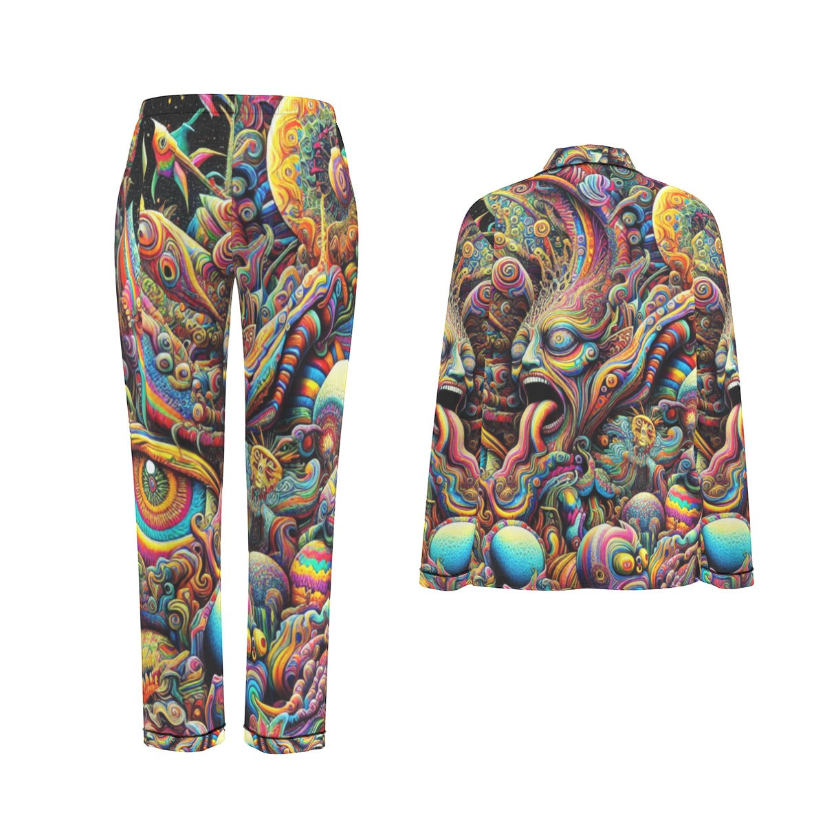 Women's Long Sleeve Pajama Set, Psychedelic PJs 01