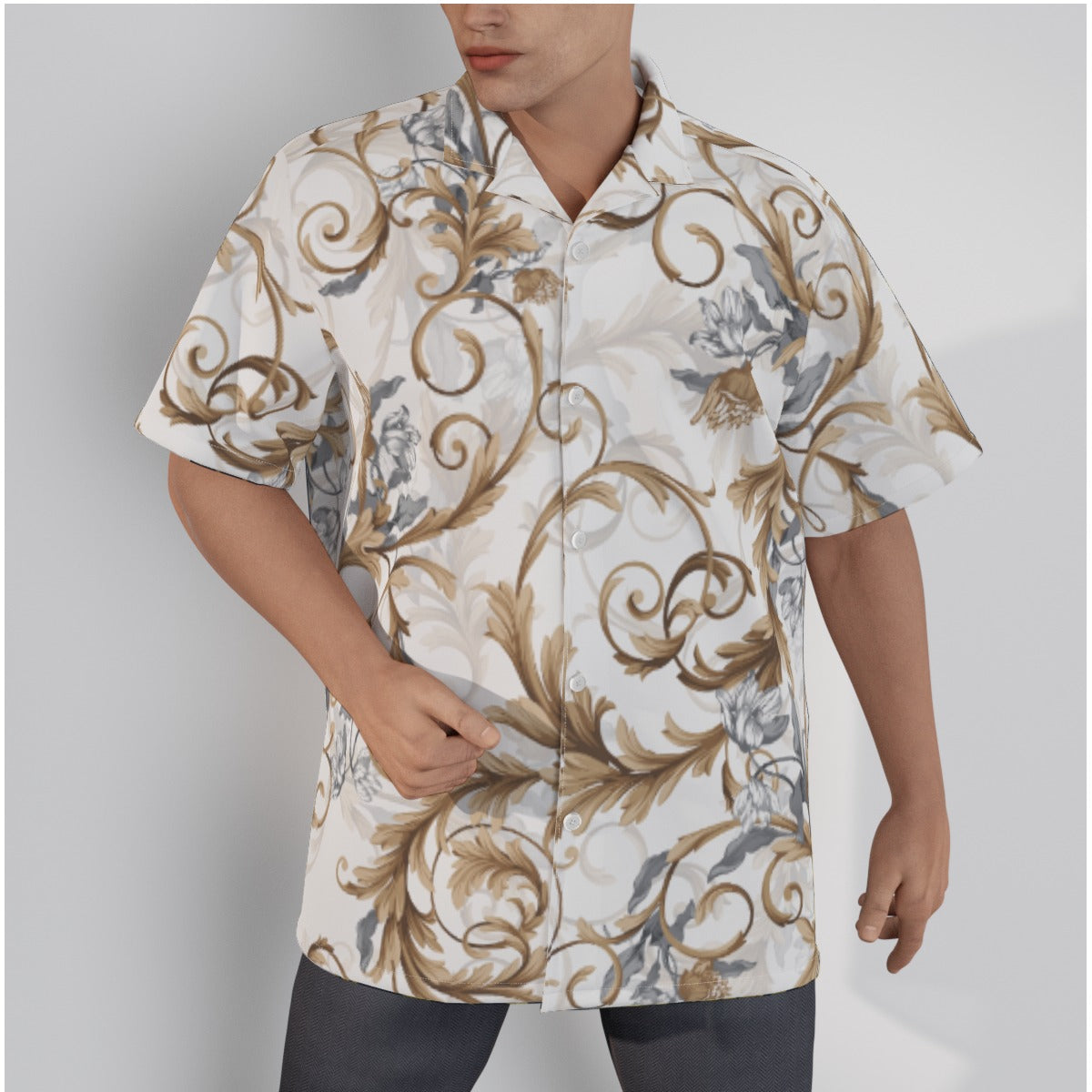 Men's Hawaiian Shirt, Windward Syde, Crossaints From the Renaissaince, Cotton Poplin