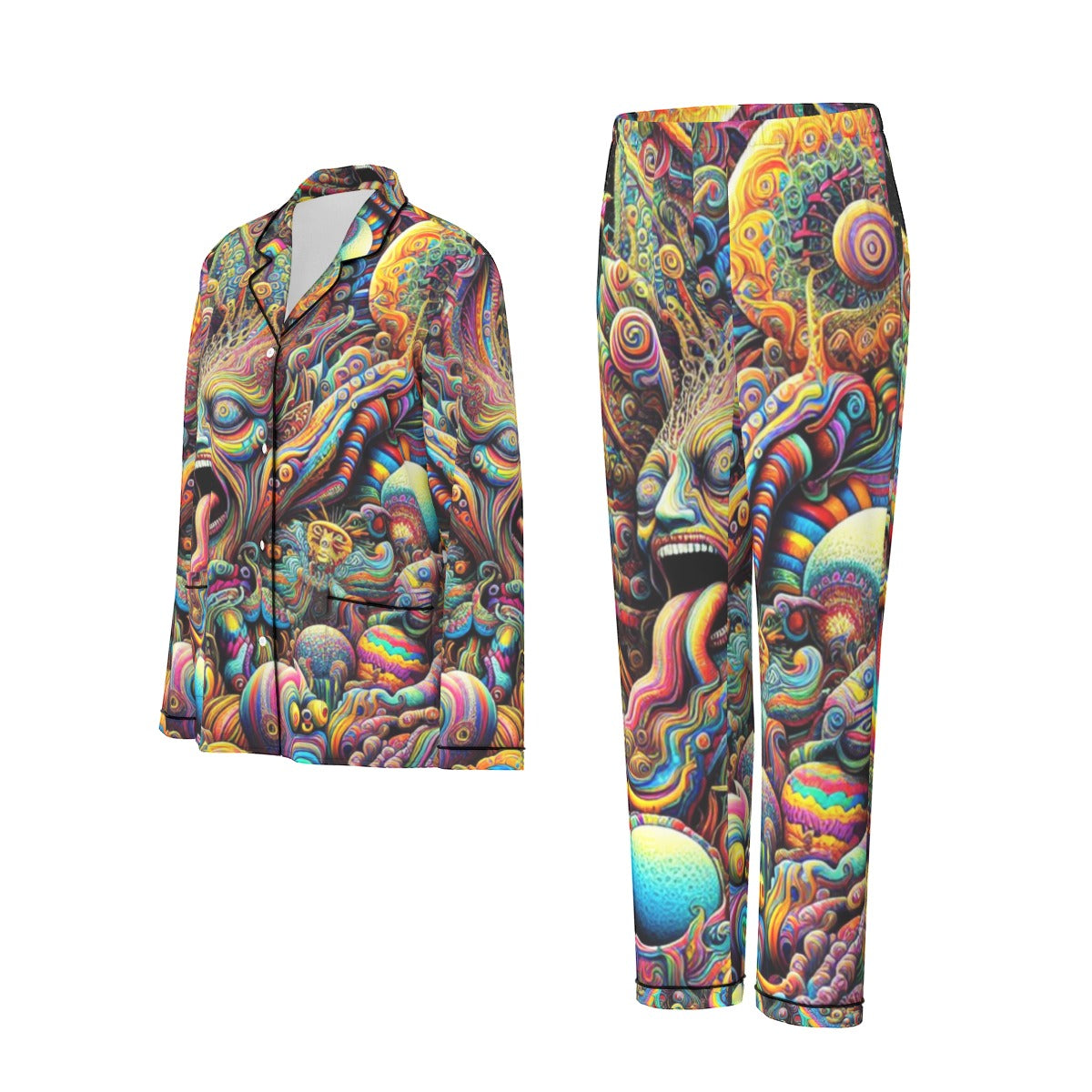 Women's Long Sleeve Pajama Set, Psychedelic PJs 01