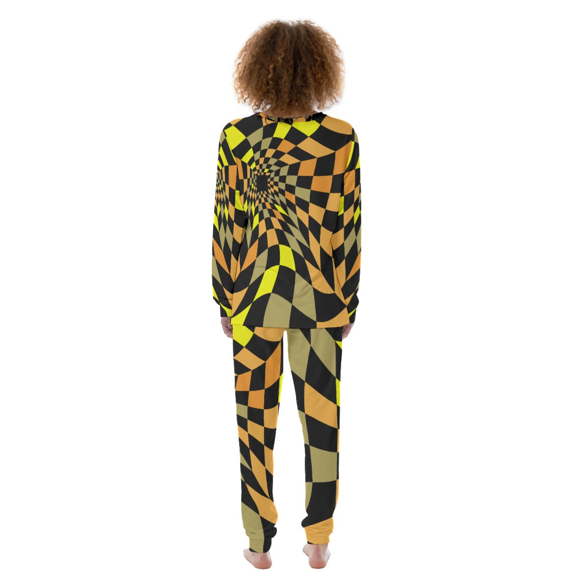 Women's Pajamas, Geometric Grn-Orn-Blk 01