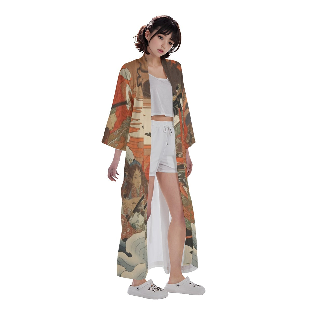 All-Over Print Women's Long Satin Kimono Robe