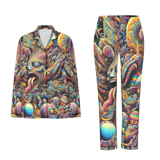 Women's Long Sleeve Pajama Set, Psychedelic PJs 01