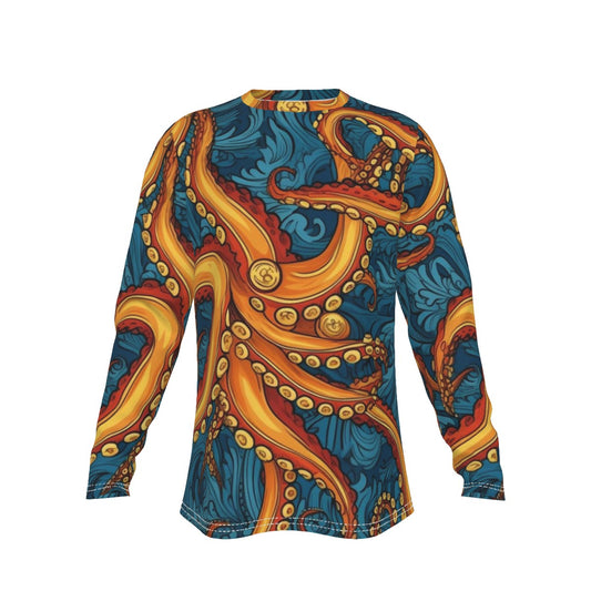 Men's Long Sleeve T-Shirt, Blue Octo01