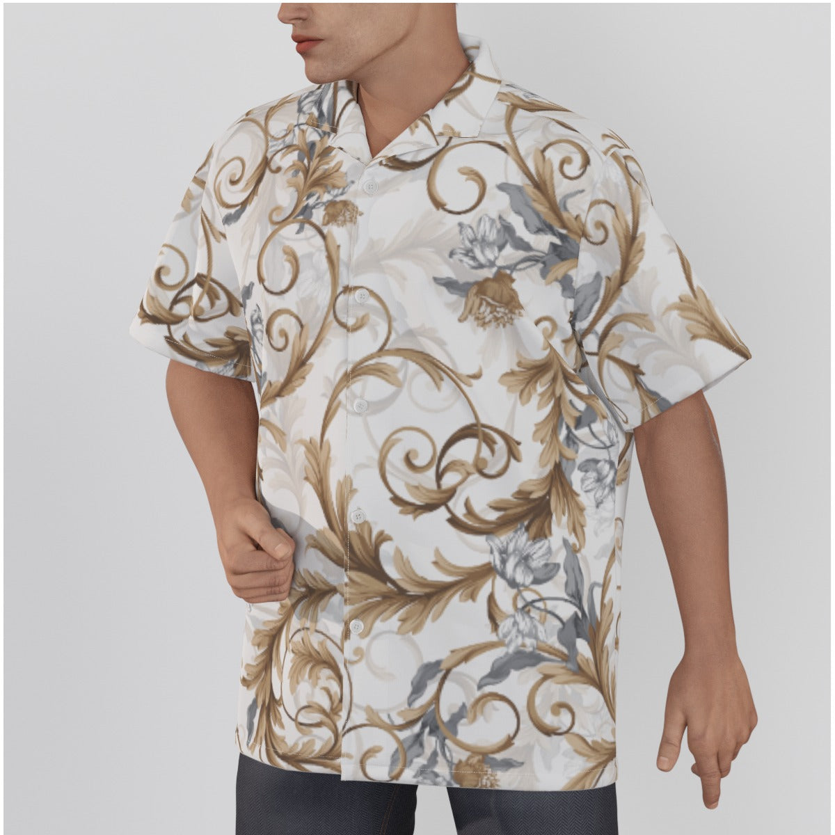 Men's Hawaiian Shirt, Windward Syde, Crossaints From the Renaissaince, Cotton Poplin