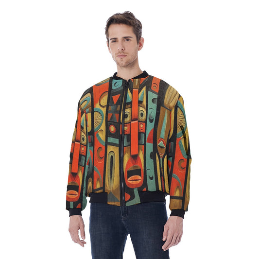 Hawaiian Shirt Design, Windward Side, Tiki 02, All-Over Print Men's Bomber Jacket