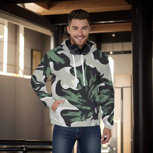 Men's Pullover Hoodie, Green Leafodendron