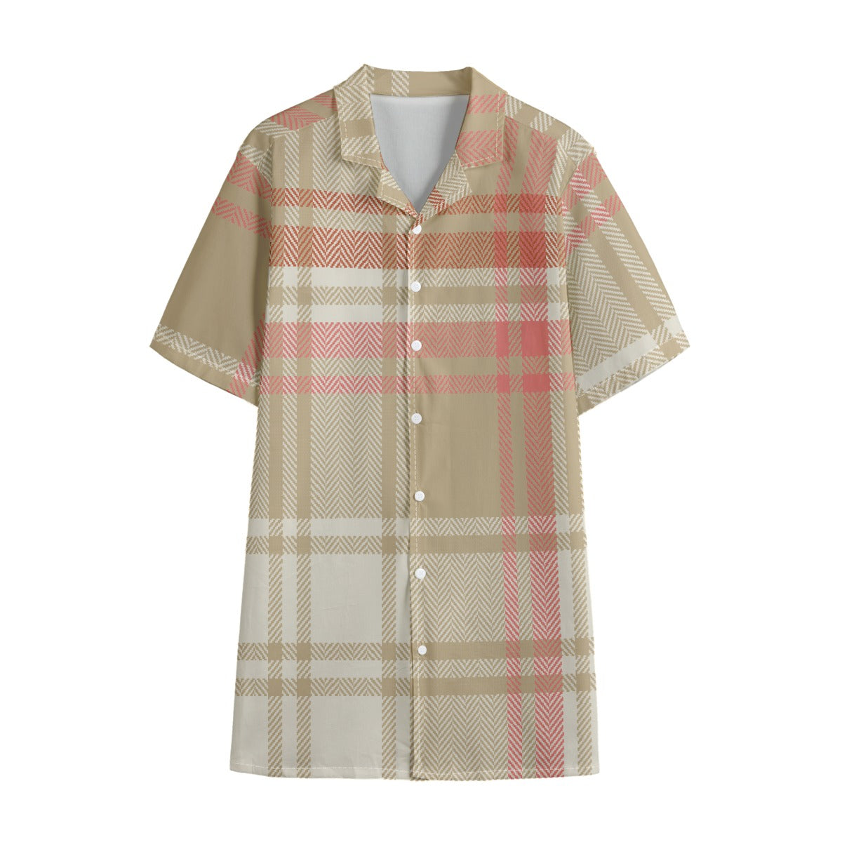 Men's Cotton Poplin Casual Shirt, Pink Earthtone Plaid