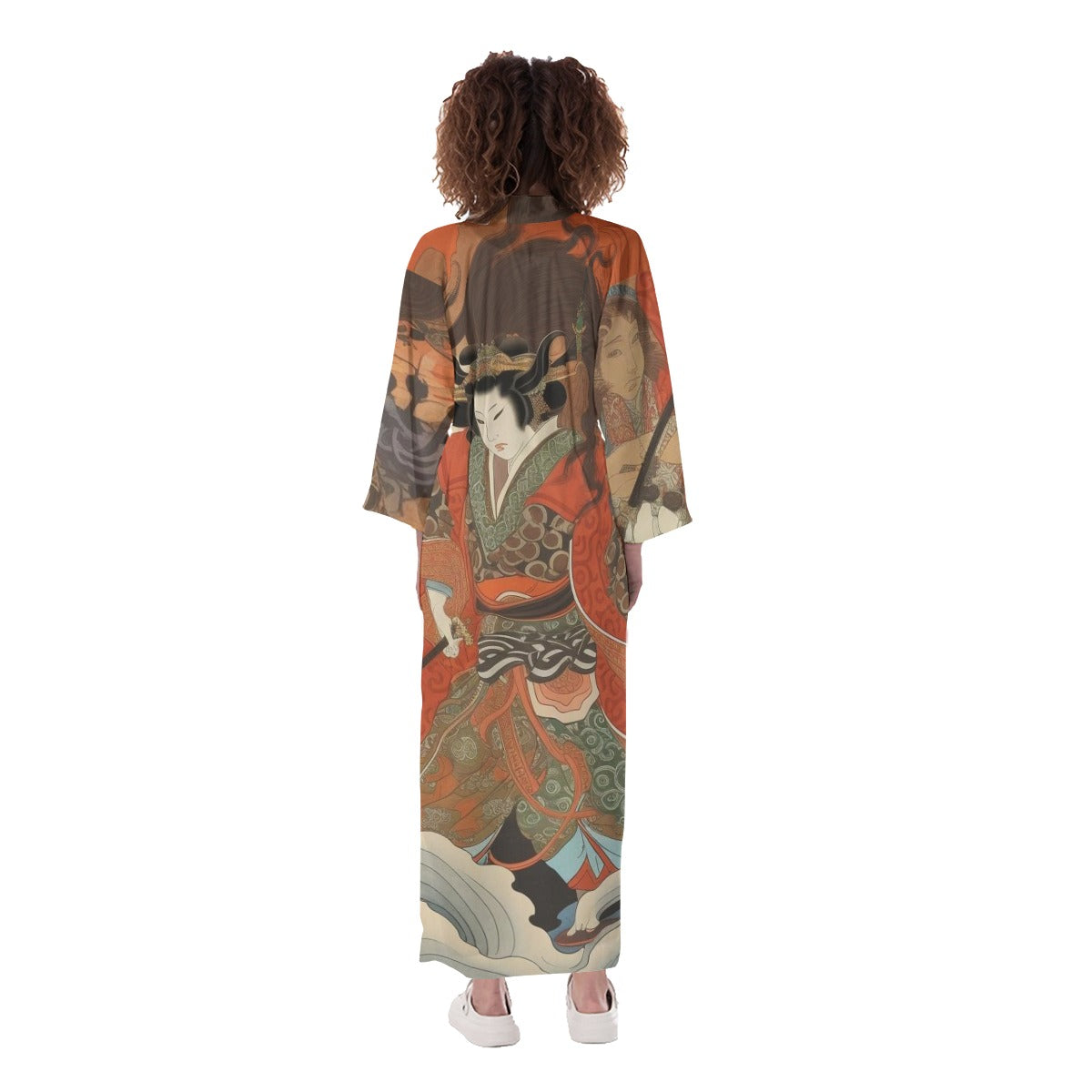 All-Over Print Women's Long Satin Kimono Robe