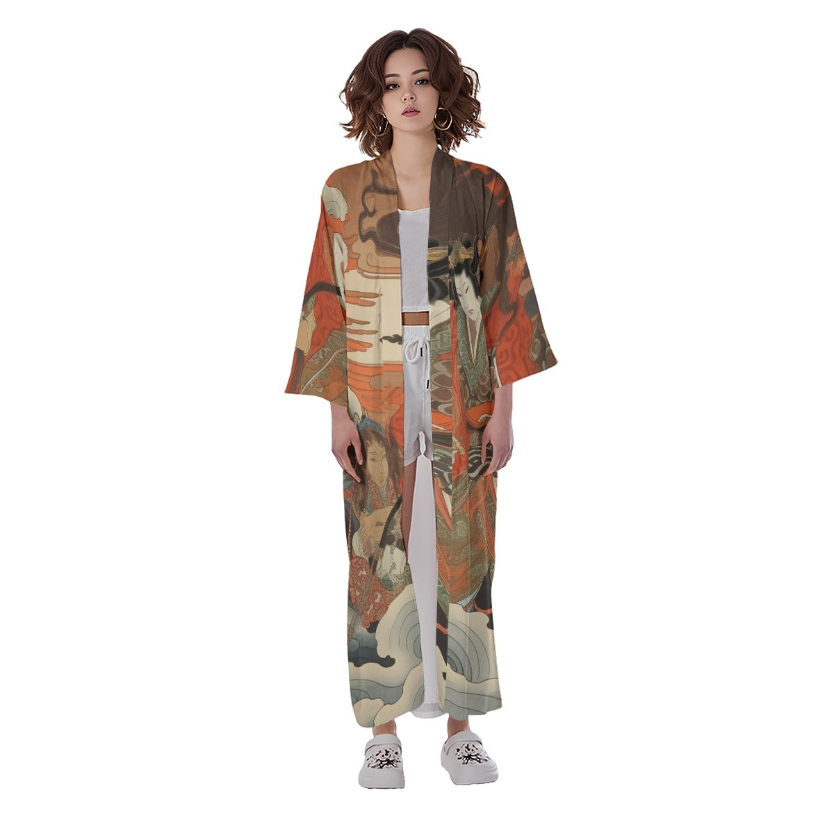 All-Over Print Women's Long Satin Kimono Robe