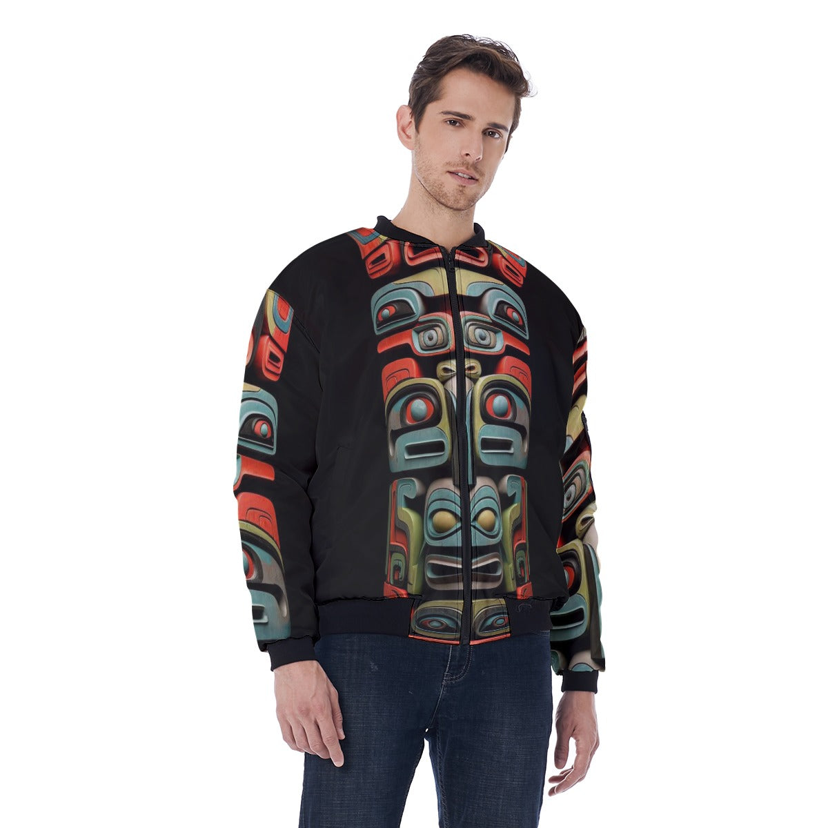 Hawaiian Shirt Design, Windward Side, Tiki 01, All-Over Print Men's Bomber Jacket