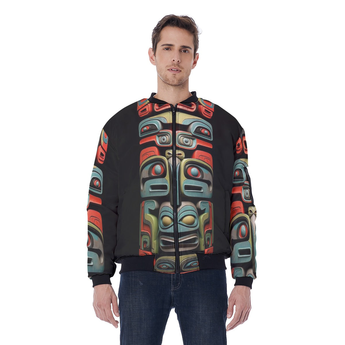 Hawaiian Shirt Design, Windward Side, Tiki 01, All-Over Print Men's Bomber Jacket