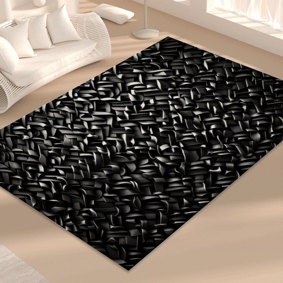 Foldable Rectangular Floor Mat, Carbon Fiber Weave02