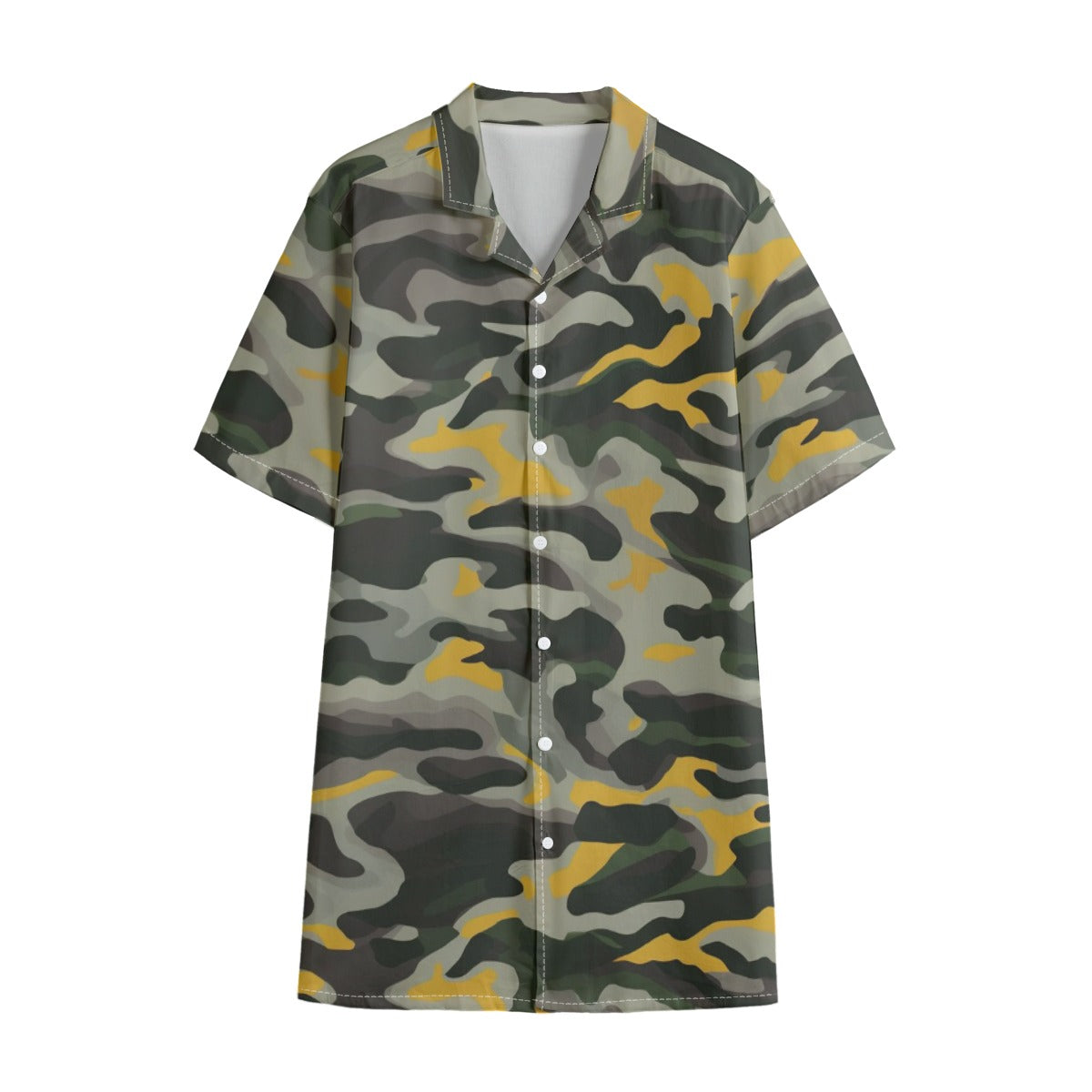 Men's Cotton Poplin Casual Shirt, Camo 01 - Grn-Yel