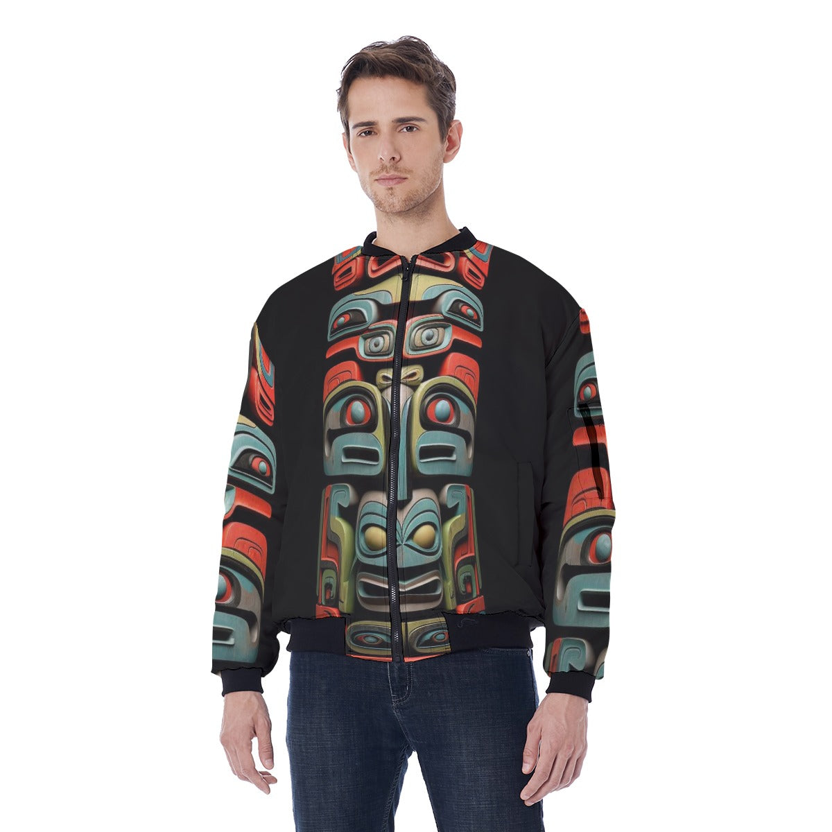 Hawaiian Shirt Design, Windward Side, Tiki 01, All-Over Print Men's Bomber Jacket