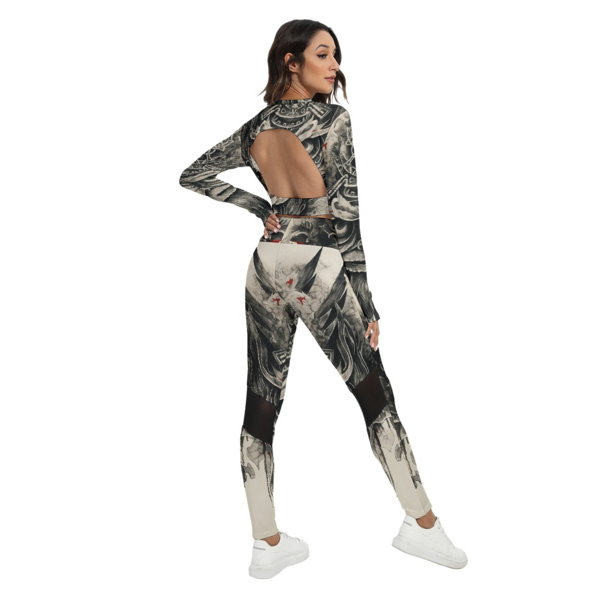 Women's Sport Set With Backless Top And Leggings, Samurai Haint 01