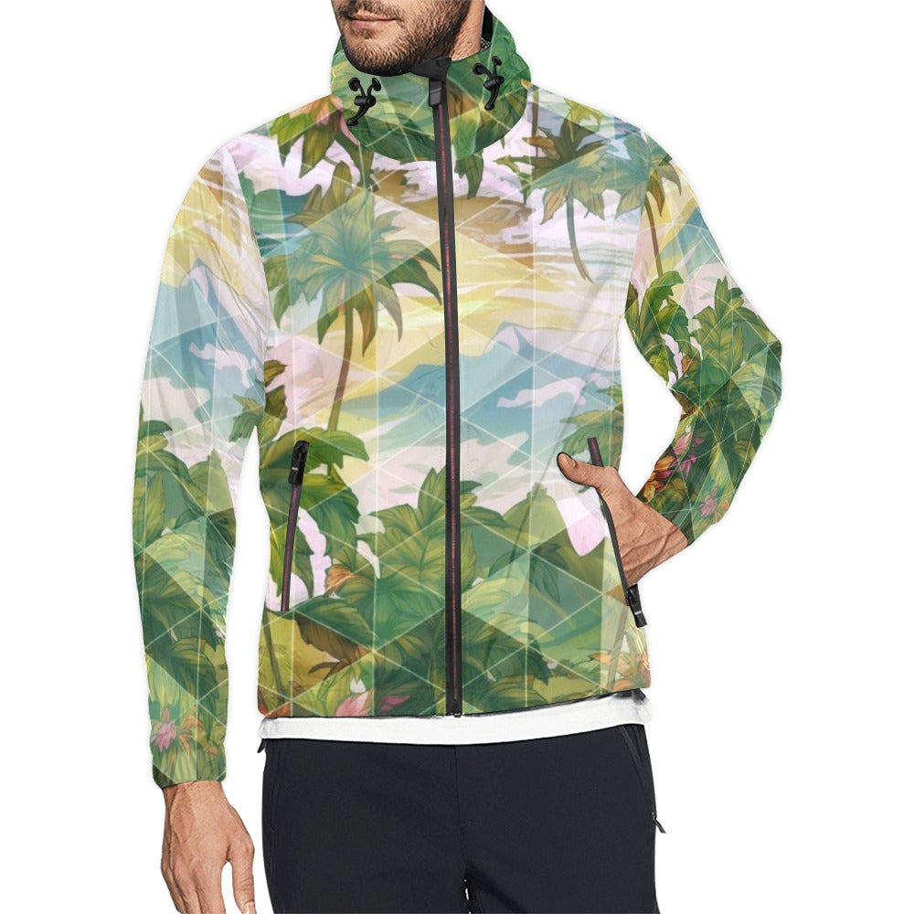 Hawaiian Shirt Style Windbreaker - Windward Side Collection _ Floral Sunrise 02