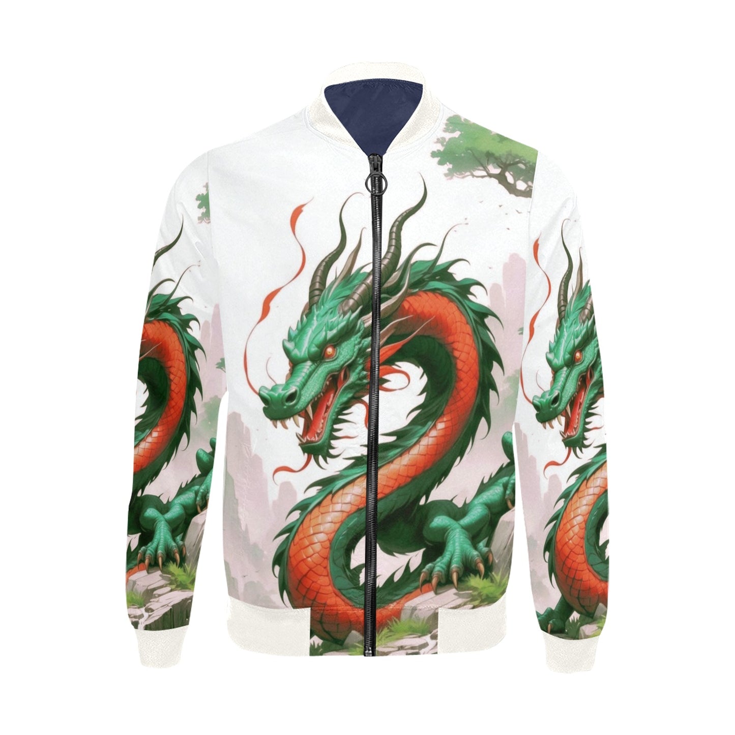 Chinese New Year 2024, Year of the Dragon, Wht 01, AOP Bomber Jacket for Men