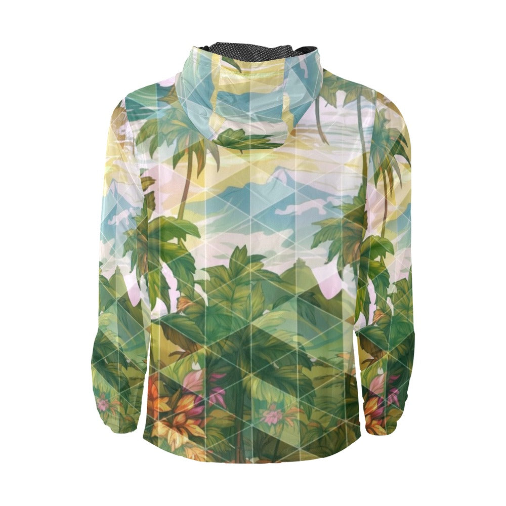 Hawaiian Shirt Style Windbreaker - Windward Side Collection _ Floral Sunrise 02